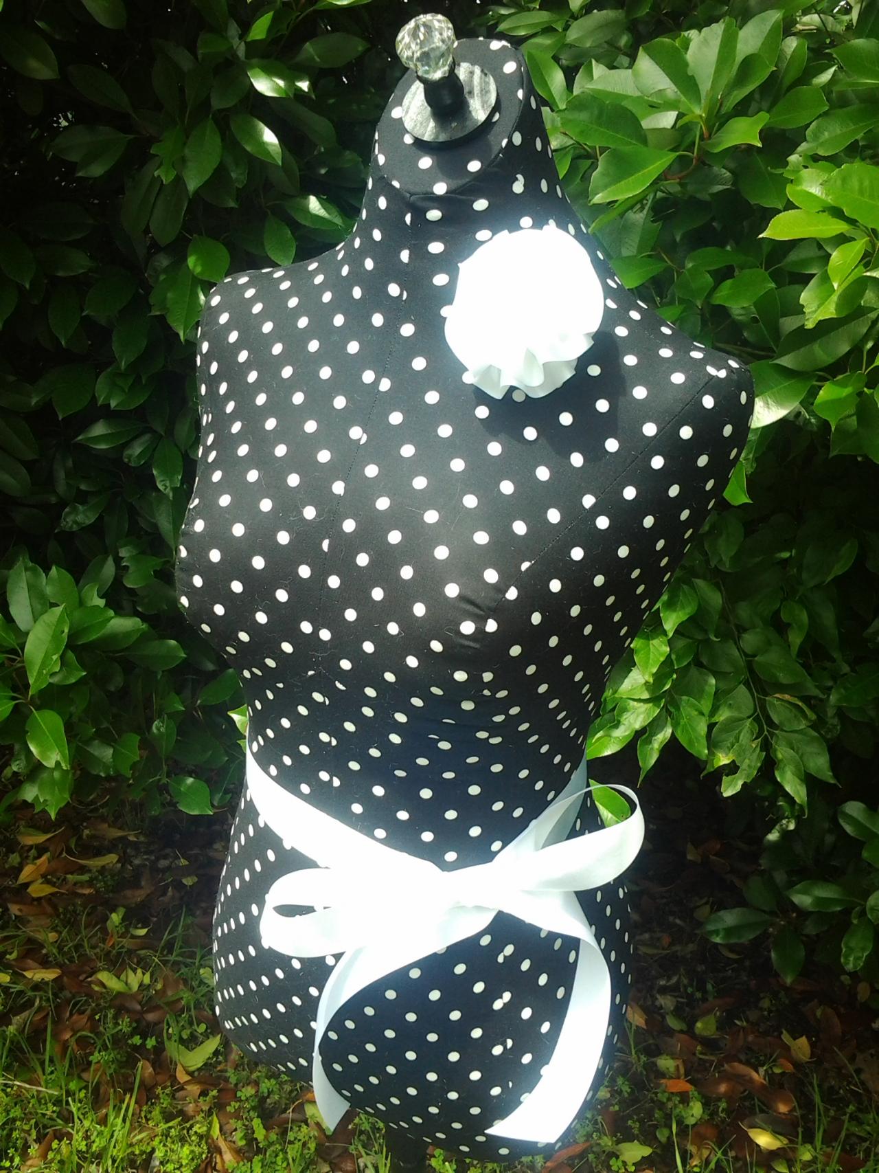 Boutique Centerpiece Dress Form Jewelry Display Stand. Polka Dot Mannequin Torso Designs Pin Cushion, Craft Show, Bedroom Decor, Organizer,