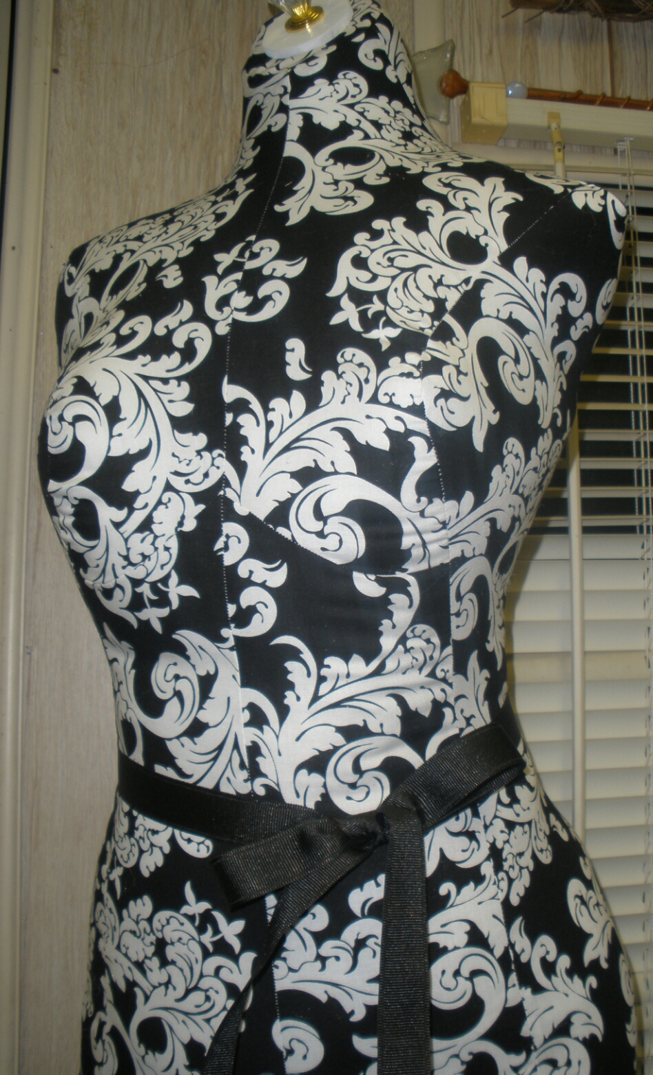 Black Damask Dress Form Jewelry Display Stand. Mannequin Torso Designs